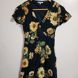 Black Swan Black and Yellow Sundress with Flutter Sleeves